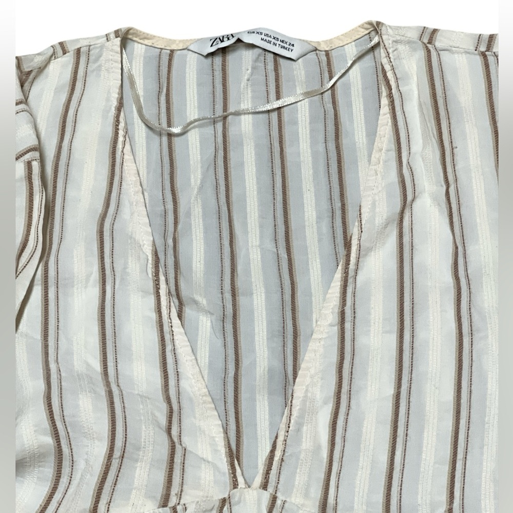 Zara Women's Striped Kafkan Tiered Midi Dress Size XS - Picture 5 of 8